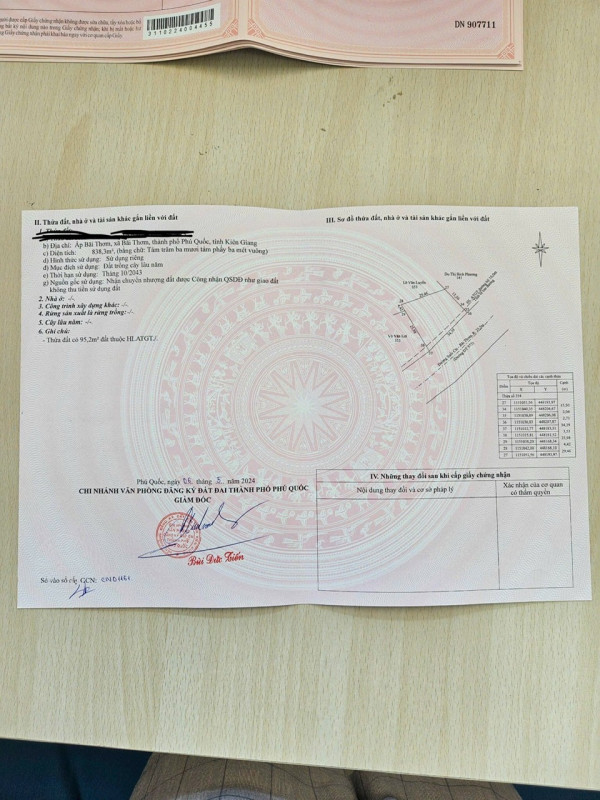 bán lô đất 4tr/m2 bãi thơm phú quốc DT 1000m2 mặt đường DT 973 083 2865 116