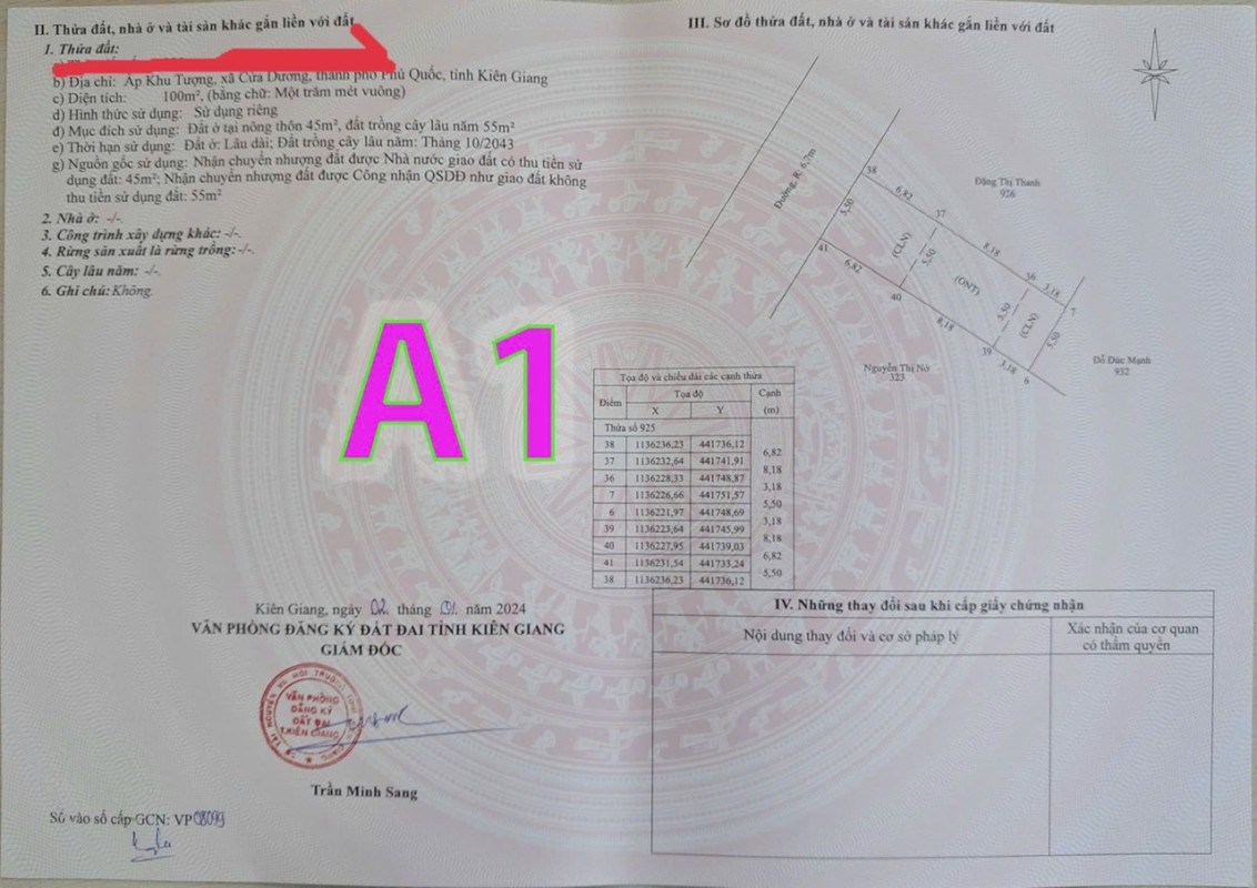 BÁN LÔ ĐẤT KHU TƯỢNG CỬA DƯƠNG PHÚ QUỐC THỔ CƯ 2TY400TR DT200m2 0832865116